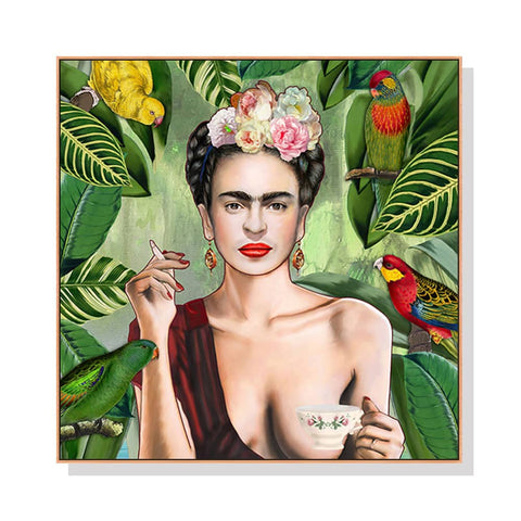 darrahopens Home & Garden > Wall Art 60cmx60cm Self Portrait by Frida Kahlo Wood Frame Canvas Wall Art