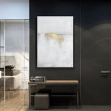 darrahopens Home & Garden > Wall Art 60cmx90cm Abstract gold white single II White Frame Canvas Wall Art