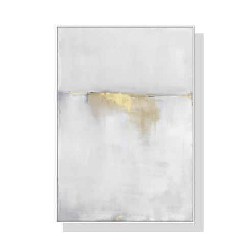 darrahopens Home & Garden > Wall Art 60cmx90cm Abstract gold white single II White Frame Canvas Wall Art