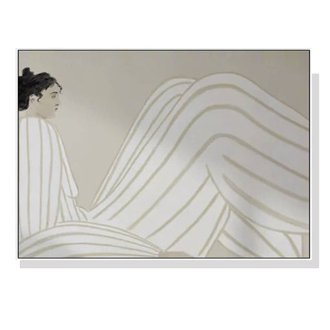 Darrahopens Home & Garden > Wall Art 60cmx90cm Abstract Lady White Frame Canvas Wall Art