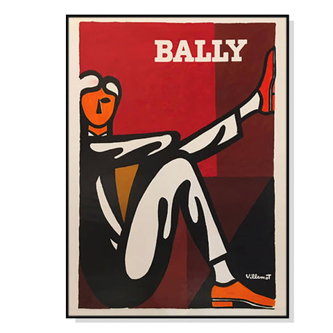 Darrahopens Home & Garden > Wall Art 60cmx90cm Bally Man by Villemot Black Frame Canvas Wall Art
