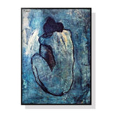 darrahopens Home & Garden > Wall Art 60cmx90cm Blue Nude by Pablo Picasso Black Frame Canvas Wall Art