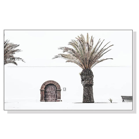 darrahopens Home & Garden > Wall Art 60cmx90cm European Palm Tree White Frame Canvas Wall Art