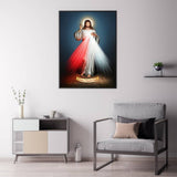 darrahopens Home & Garden > Wall Art 60cmx90cm Jesus Divine Mercy I Trust In You Black Frame Canvas Wall Art