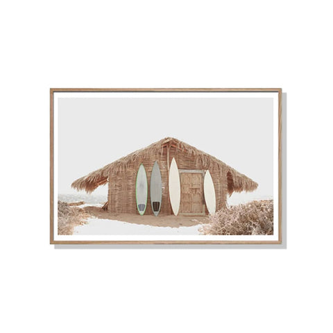 Darrahopens Home & Garden > Wall Art 60cmx90cm Surf Cabin Wood Frame Canvas Wall Art