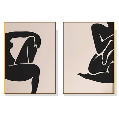 Darrahopens Home & Garden > Wall Art 70cmx100cm Female Figure 2 Sets Gold Frame Canvas Wall Art