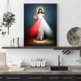 darrahopens Home & Garden > Wall Art 70cmx100cm Jesus Divine Mercy I Trust In You Black Frame Canvas Wall Art