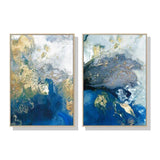 Darrahopens Home & Garden > Wall Art 70cmx100cm Marbled Blue And Gold 2 Sets Gold Frame Canvas Wall Art