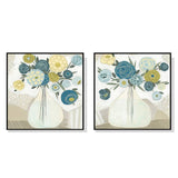 Darrahopens Home & Garden > Wall Art 70cmx70cm Blue Bouquet 2 Sets Black Frame Canvas Wall Art