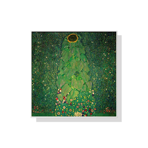 Darrahopens Home & Garden > Wall Art 70cmx70cm Sunflower by Gustav Klimt White Frame Canvas Wall Art