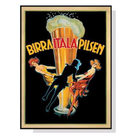 Darrahopens Home & Garden > Wall Art 80cmx120cm Birra Itala Pilsen Black Frame Canvas Wall Art