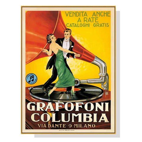 Darrahopens Home & Garden > Wall Art 80cmx120cm Grafofoni Columbia Gold Frame Canvas Wall Art