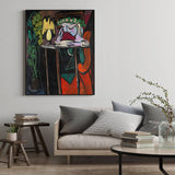Darrahopens Home & Garden > Wall Art 80cmx120cm Reading Girl by Pablo Picasso Black Frame Canvas Wall Art