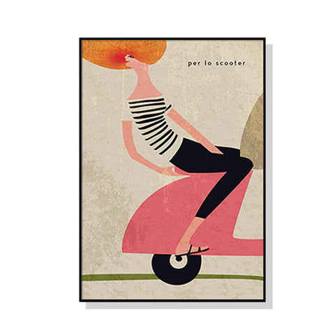 Darrahopens Home & Garden > Wall Art 80cmx120cm Scooter Black Frame Canvas Wall Art