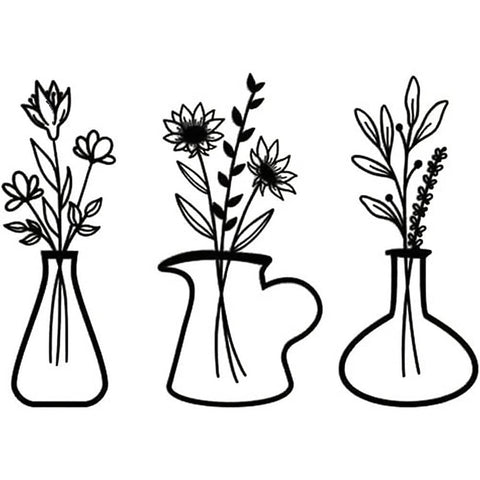 Darrahopens Home & Garden > Wall Art Metal Iron Flower Vase Wall Art Decoration