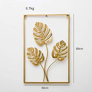 Darrahopens Home & Garden > Wall Art Metal Wall Picture with Leaves 40 x 60 cm Golden Decoration