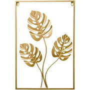 Darrahopens Home & Garden > Wall Art Metal Wall Picture with Leaves 40 x 60 cm Golden Decoration