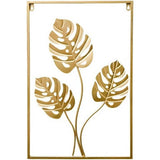 Darrahopens Home & Garden > Wall Art Metal Wall Picture with Leaves 40 x 60 cm Golden Decoration
