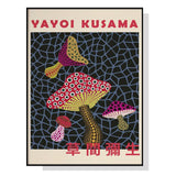 darrahopens Home & Garden > Wall Art Mushroom By Yayoi Kusama Black Frame Canvas 50cmx70cm
