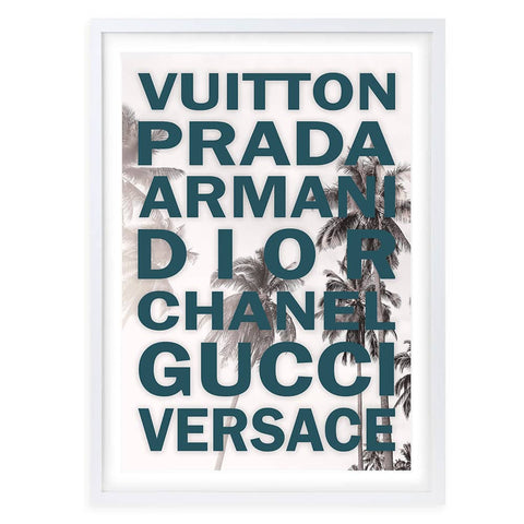 Darrahopens Home & Garden > Wall Art Wall Art's Fashion Names Bold On Palm Trees Large 105cm x 81cm Framed A1 Art Print