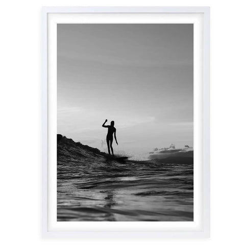 Darrahopens Home & Garden > Wall Art Wall Art's Monochrome Surfer Girl Large 105cm x 81cm Framed A1 Art Print