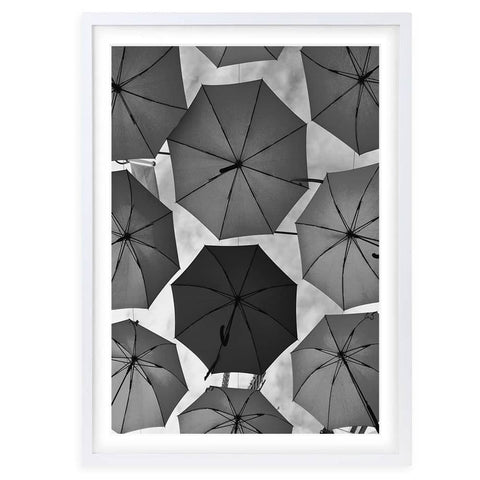 Darrahopens Home & Garden > Wall Art Wall Art's Monochrome Umbrellas Large 105cm x 81cm Framed A1 Art Print