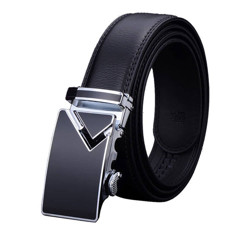 Darrahopens Men's Fashion > Accessories Adjustable Slide Genuine Leather Belt Men's Plate Reversible Buckle Business Dress Belts
