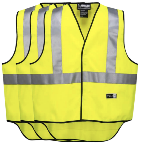 Darrahopens Men's Fashion > Coats & Jackets 3x HUSKI Hi Vis Patrol Vest 3M Tape Safety Workwear High Visibility Bulk - Yellow - L