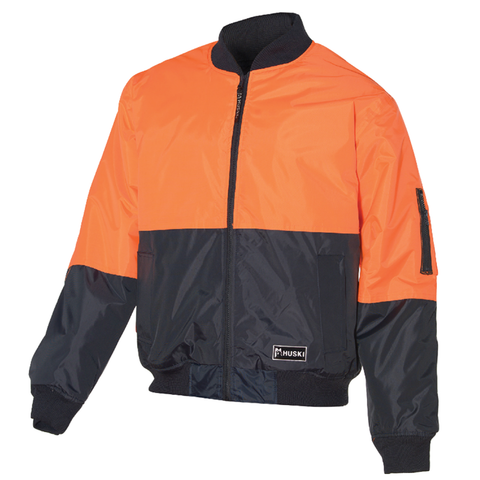 Darrahopens Men's Fashion > Coats & Jackets HUSKI 3M Flyer Fully Waterproof Bomber Jacket Hi Vis Work Quilted Lining - Orange - S (92)