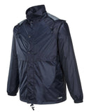 Darrahopens Men's Fashion > Coats & Jackets HUSKI STRATUS RAIN JACKET Waterproof Workwear Concealed Hood Windproof Packable - Navy Blue - S