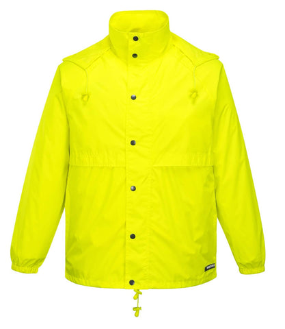 Darrahopens Men's Fashion > Coats & Jackets HUSKI STRATUS RAIN JACKET Waterproof Workwear Concealed Hood Windproof Packable - Yellow Fluro - XXL