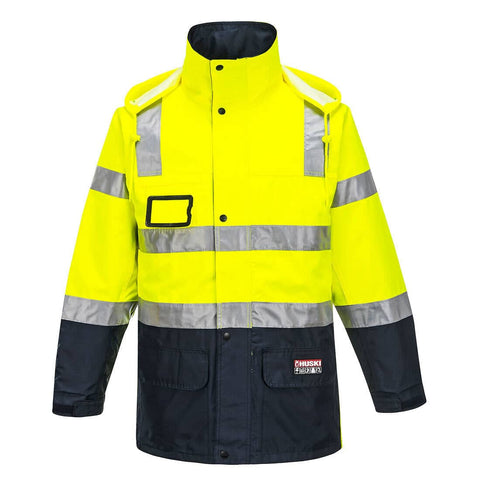 Darrahopens Men's Fashion > Coats & Jackets HUSKI Transit Hi Vis Waterproof Jacket Industrial Workwear Reflective UPF 50+ - Yellow - S (92cm)