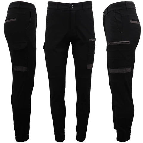 Darrahopens Men's Fashion > Pants & Chinos Men's Cargo Cotton Drill Work Pants UPF 50+ 13 Pockets Tradies Workwear Trousers, Black, 36