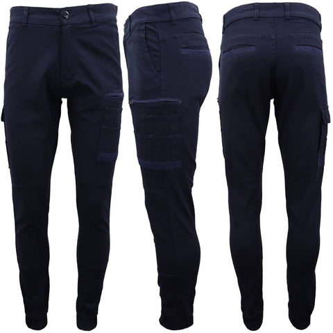 Darrahopens Men's Fashion > Pants & Chinos Men's Cargo Cotton Drill Work Pants UPF 50+ 13 Pockets Tradies Workwear Trousers, Navy, 34