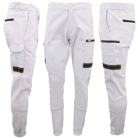 Darrahopens Men's Fashion > Pants & Chinos Men's Cargo Cotton Drill Work Pants UPF 50+ 13 Pockets Tradies Workwear Trousers, White, 40