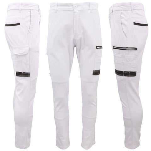 Darrahopens Men's Fashion > Pants & Chinos Men's Cotton Drill Cargo Work Pants UPF 50+ 13 Pockets Tradies Workwear Trousers, White, 38