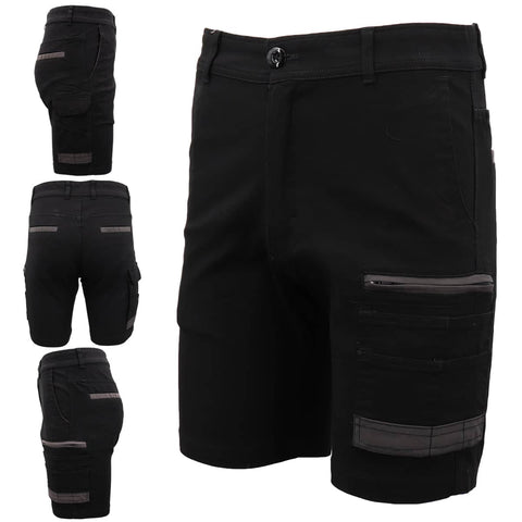 Darrahopens Men's Fashion > Shorts Mens Cargo Cotton Drill Work Shorts UPF 50+ 13 Pockets Tradies Workwear Trousers, Black, 30