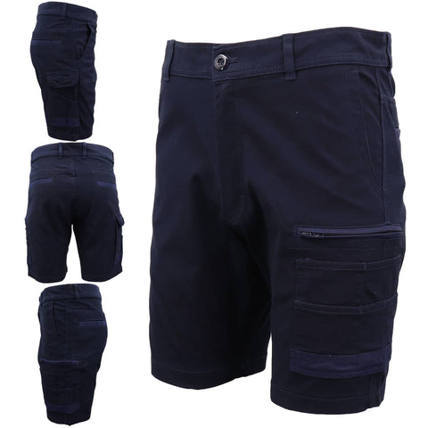 Darrahopens Men's Fashion > Shorts Mens Cargo Cotton Drill Work Shorts UPF 50+ 13 Pockets Tradies Workwear Trousers, Navy, 28