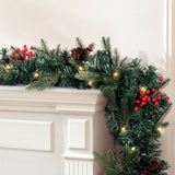 Darrahopens Occasions > Christmas Jingle Jollys 2.4M Christmas Garland with Ornament Warm Lights Xmas Tree Decor