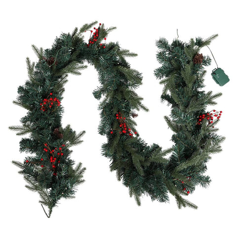 Darrahopens Occasions > Christmas Jingle Jollys 2.4M Christmas Garland with Ornament Warm Lights Xmas Tree Decor