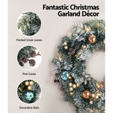 Darrahopens Occasions > Christmas Jingle Jollys Christmas Wreath with Pre-Lit Lights Ornament 60CM Xmas Tree Decor