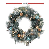 Darrahopens Occasions > Christmas Jingle Jollys Christmas Wreath with Pre-Lit Lights Ornament 60CM Xmas Tree Decor