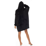 darrahopens Occasions > Costumes Royal Comfort Snug Hoodie Nightwear Super Soft Reversible Coral Fleece 750GSM - Black