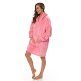darrahopens Occasions > Costumes Royal Comfort Snug Hoodie Nightwear Super Soft Reversible Coral Fleece 750GSM - Pink