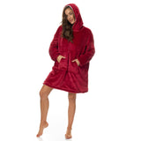 darrahopens Occasions > Costumes Royal Comfort Snug Hoodie Nightwear Super Soft Reversible Coral Fleece 750GSM - Red