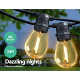 darrahopens Occasions > Lights Jingle Jollys 23m LED Festoon String Lights 20 Bulbs Kits Wedding Party Christmas S14