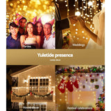 darrahopens Occasions > Lights Jingle Jollys 500 LED Solar Powered Christmas Icicle Lights 20M Outdoor Fairy String Party Warm White