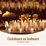 darrahopens Occasions > Lights Jingle Jollys 500 LED Solar Powered Christmas Icicle Lights 20M Outdoor Fairy String Party Warm White