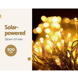 darrahopens Occasions > Lights Jingle Jollys 500 LED Solar Powered Christmas Icicle Lights 20M Outdoor Fairy String Party Warm White