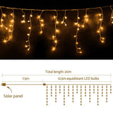 darrahopens Occasions > Lights Jingle Jollys 500 LED Solar Powered Christmas Icicle Lights 20M Outdoor Fairy String Party Warm White